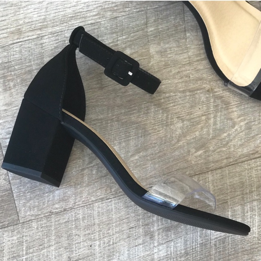 Retro Amuse Black & Clear Strap Block Heel Sandal - Picture 5 of 8
